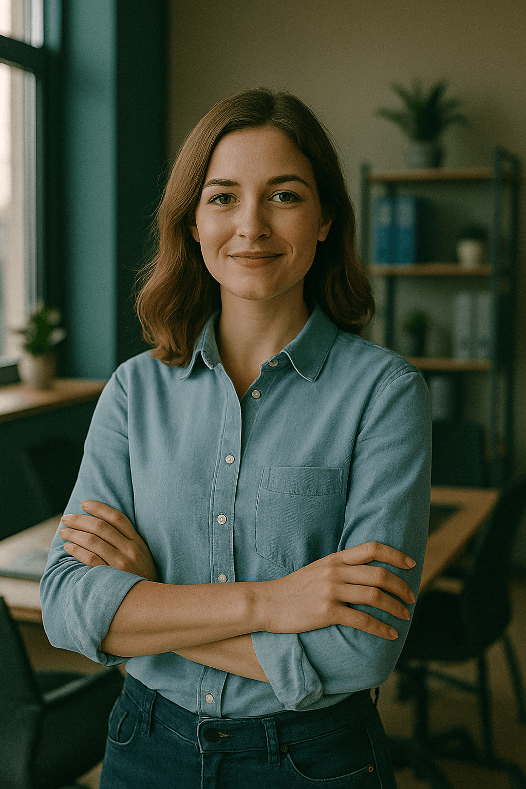 Mulher confiante no ambiente de trabalho